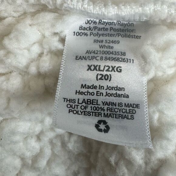 Avia white Sherpa lined sweater cardigan jacket with pockets size XXL - Picture 7 of 7